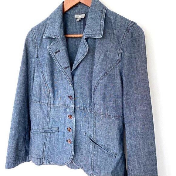 J. Jill  fitted jacket / blazer, 💯 cotton denim - Picture 3 of 13